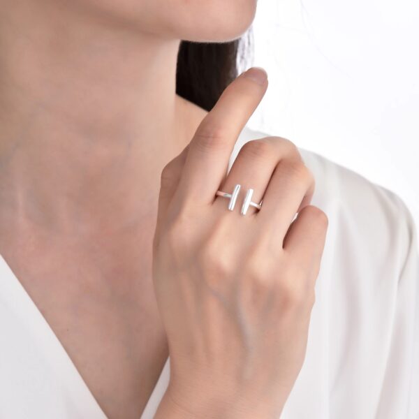 Anillo Regulable Barras Plata 925