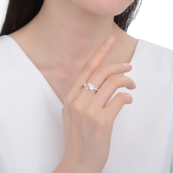 Anillo Mariposa y Cristal Regulable Plata 925