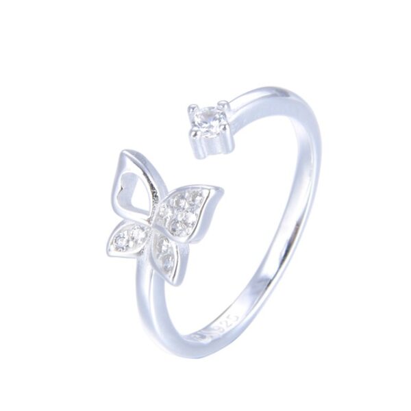 Anillo Mariposa y Cristal Regulable Plata 925