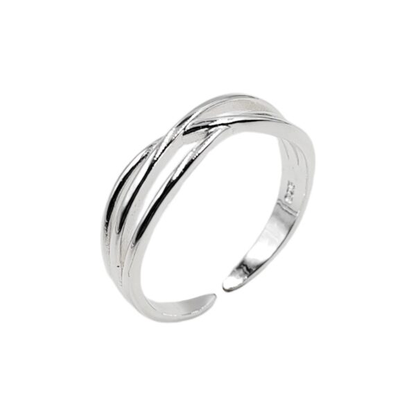 Anillo Ajustable Lineas Cruzadas Plata 925