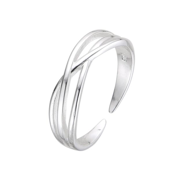 Anillo Ajustable Lineas Cruzadas Plata 925