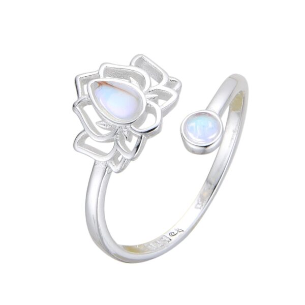 Anillo Flor De Loto Regulable Nacar Plata 925 2