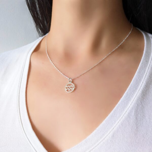 DI-256-CA-3 Collar Signo Zodíaco Acuario Plata 925