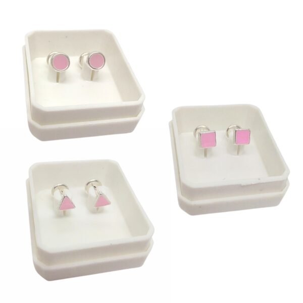 Aros Abridores Combo circulo, triangulo y cuadrado Plata Lamiado Premium