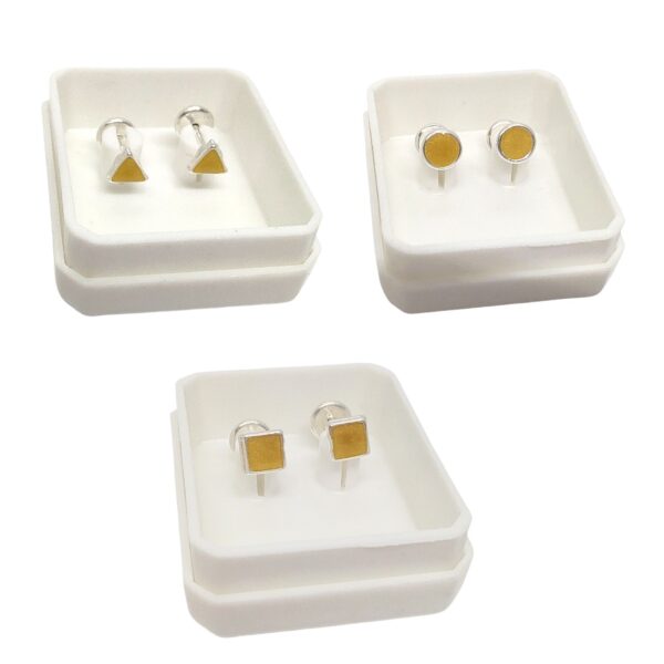 Aros Abridores Combo circulo, triangulo y cuadrado Plata Lamiado Premium