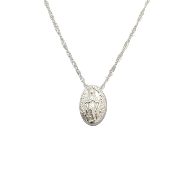 Collar Medalla Milagrosa Pasante Plata 925