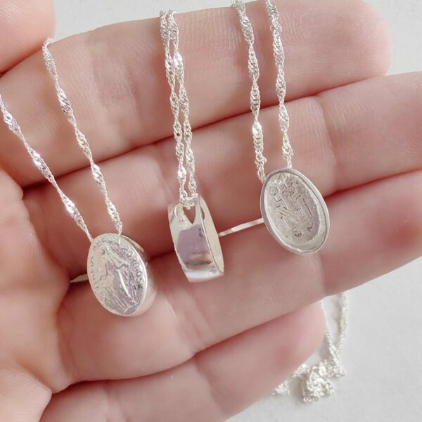 collar medalla milagrosa pasante de plata