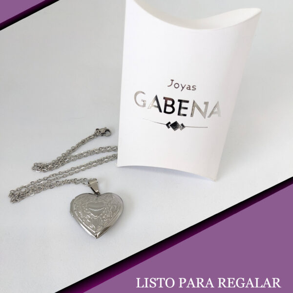 Collar Relicario Corazón Acero pack