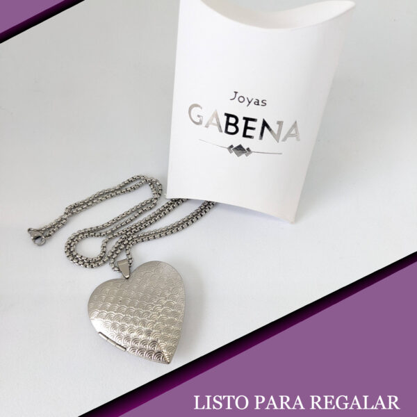 Collar Relicario Corazón Escamas pack