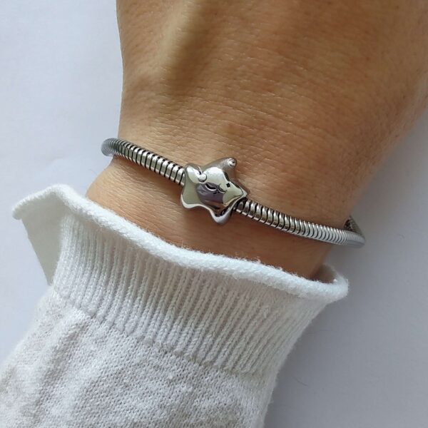 Dije Charm Estrella Pasante Acero Quirúrgico Plateado