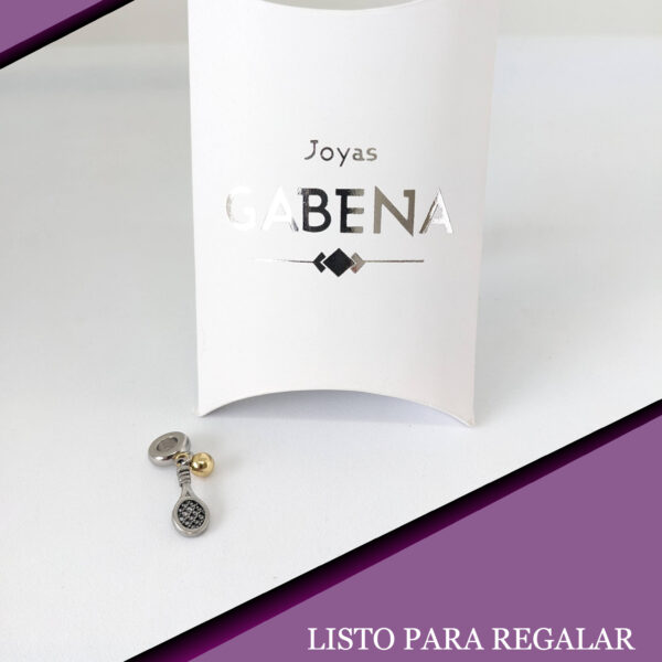 Dije Charm Raqueta Tenis Acero Quirúrgico pack