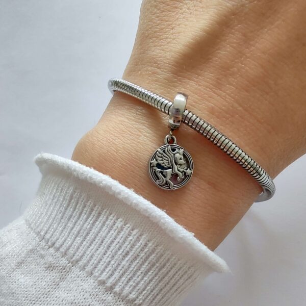 Dije Charm Unicornio Mágico Acero Quirúrgico Plateado 2