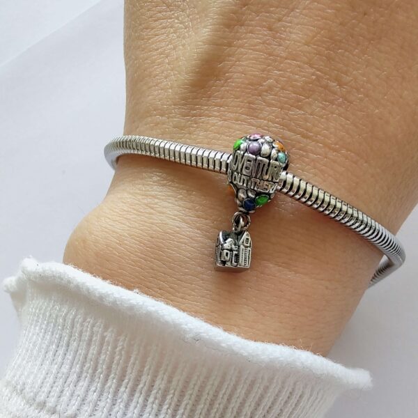 Dije Charm Casa Globos Up Acero Quirúrgico Plateado