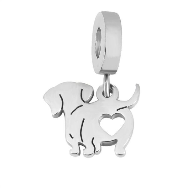Dije Charm Perro Salchicha Corazon Acero Quirúrgico