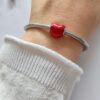 Dije Charm Corazon Liso Acero Quirúrgico Rojo