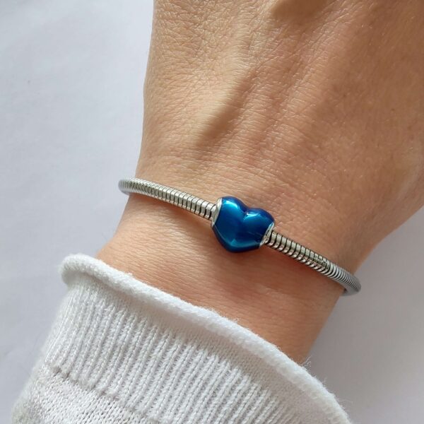 Dije Charm Corazon Liso Acero Quirúrgico Azul