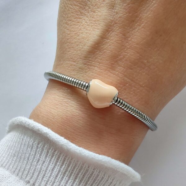 Dije Charm Corazon Liso Acero Quirúrgico Salmon