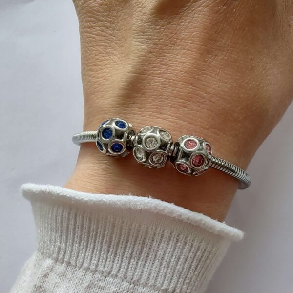 Dije Charm Dona Cristales Acero Quirúrgico Rosa 23