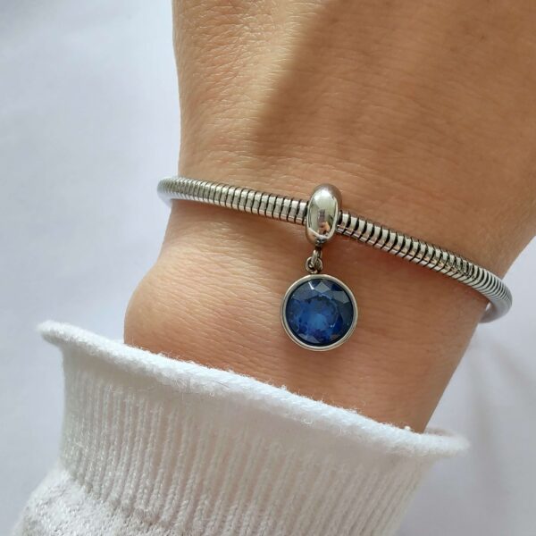 Dije Charm Cristal Susano Acero Quirúrgico Azul