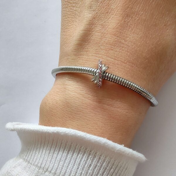 Dije Charm Separador Cristales Acero Quirúrgico Rosa