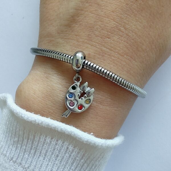 Dije Charm Paleta de Pintor Acero Quirúrgico Plateado