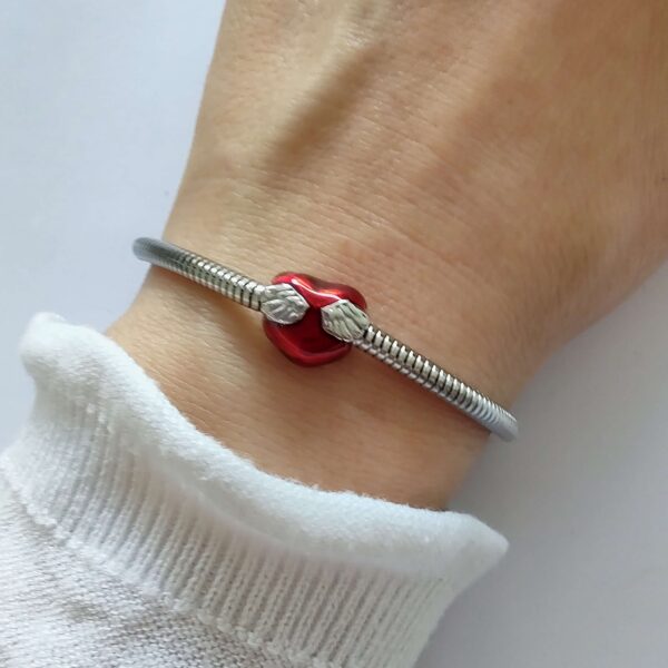 Dije Charm Corazon con Alas Acero Quirúrgico Rojo 2
