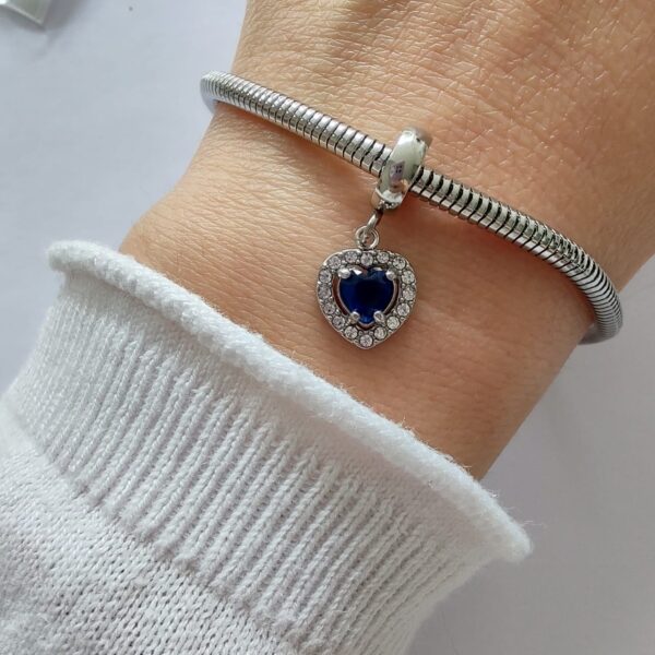 DCHA-31 Dije Charm Corazon Cristales Acero Quirúrgico Azul