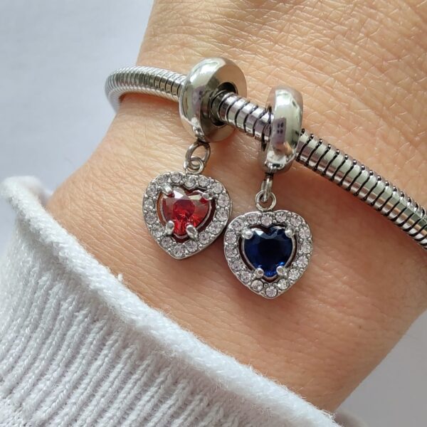 DCHA-31 Dije Charm Corazon Cristales Acero Quirúrgico Azul33