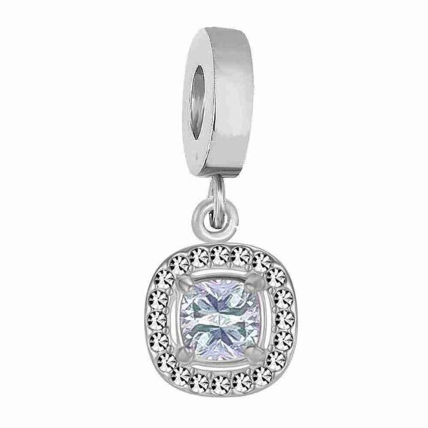 Dije Charm Cristal Cuadrado Acero Quirúrgico Tornasol
