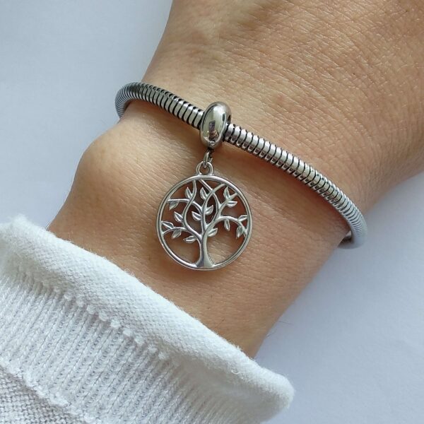 Dije Charm Arbol de la Vida Acero Quirúrgico Plateado
