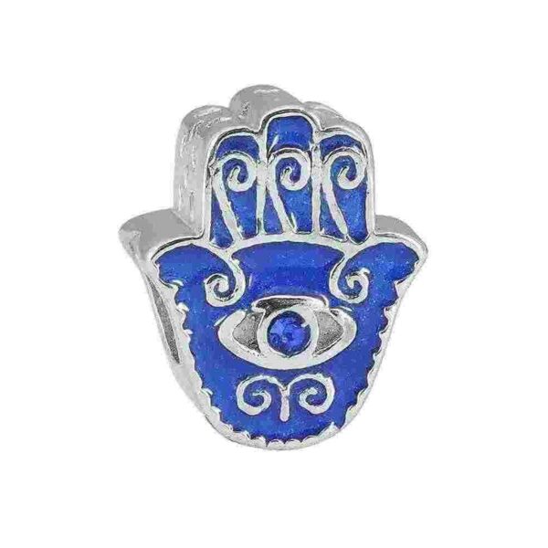Dije Charm Hamsa Con Ojo Acero Quirúrgico