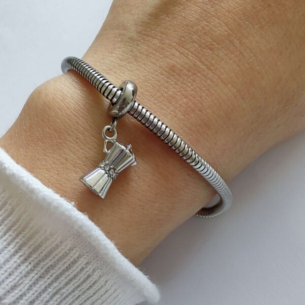 Dije Charm Cafetera Acero Quirúrgico Plateado