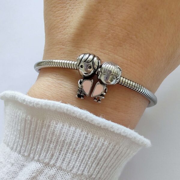 DCHA-59 Dije Charm Nena Pareja Acero Quirúrgico Plateado combinado