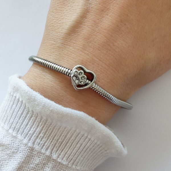 Dije Charm Corazon Huella Acero Quirúrgico Plateado