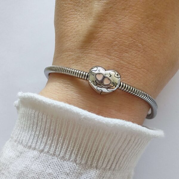 DCHA-66 Dije Charm Corazon Rompecabezas Acero Quirúrgico Plateado