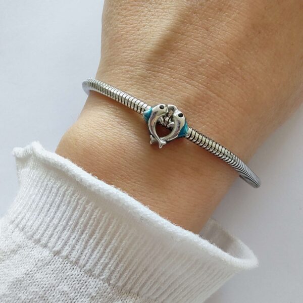 DCHA-75 Dije Charm Delfines Acero Quirúrgico Plateado