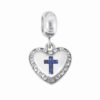 Dije Charm Cruz Corazon Acero Quirúrgico Azul