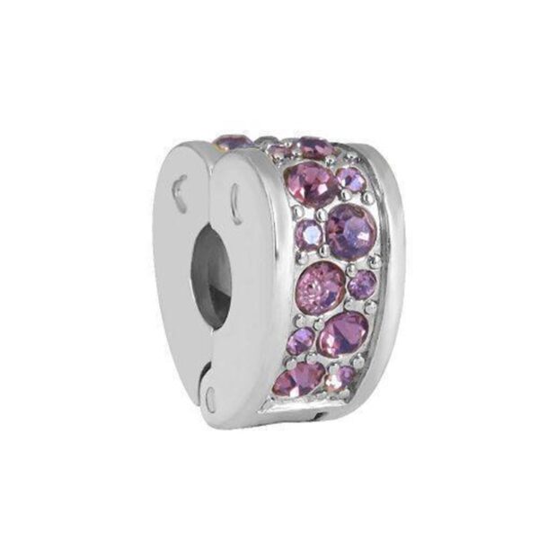 Dije Charm Stopper Corazon Cristales Acero Quirúrgico Rosa