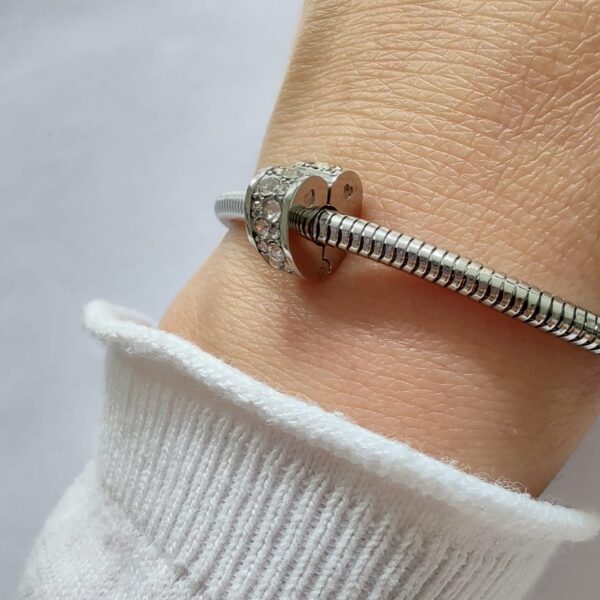 DCHA-88 Dije Charm Stopper Corazon Cristales Acero Quirúrgico Blanco (1)