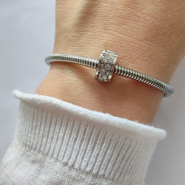 DCHA-88 Dije Charm Stopper Corazon Cristales Acero Quirúrgico Blanco (2)