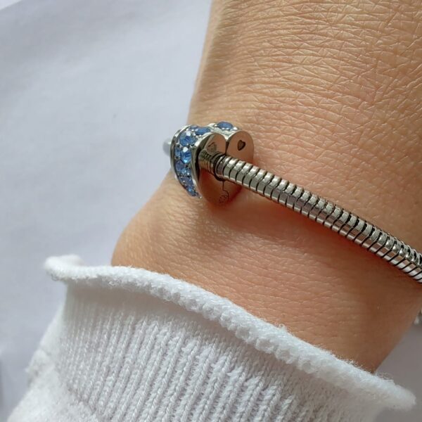 DCHA-89 Dije Charm Stopper Corazon Cristales Acero Quirúrgico Celeste (1)