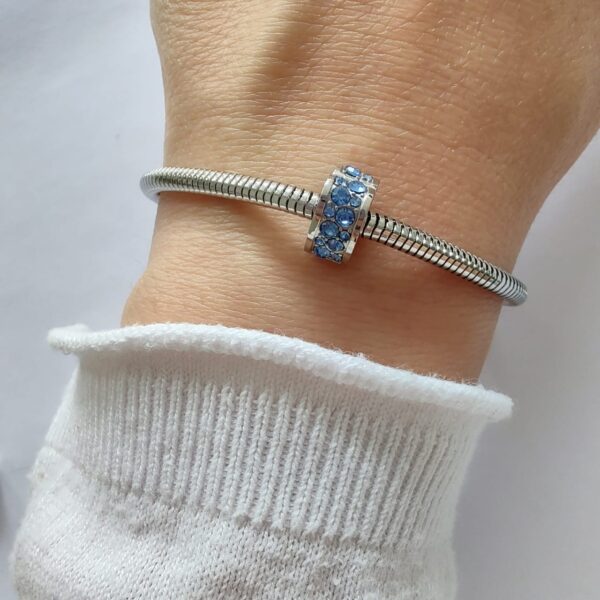 DCHA-89 Dije Charm Stopper Corazon Cristales Acero Quirúrgico Celeste (2)