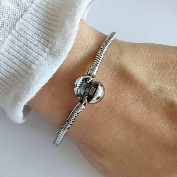 Pulsera Para Charms Acero Quirúrgico Plateado