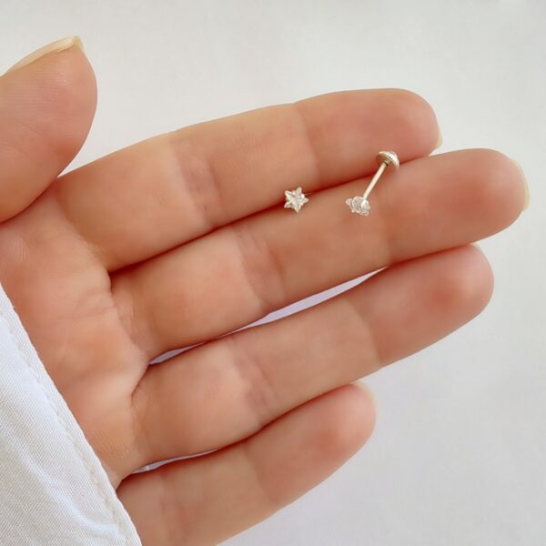 Aros Abridores Cristal Estrella Plata 925 chico 3