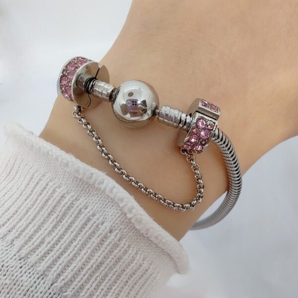 Charm Stopper Doble Con Cadena Acero Quirúrgico