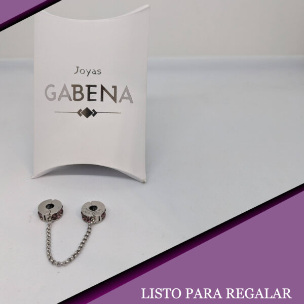 Charm Stopper Doble Con Cadena Acero Quirúrgico