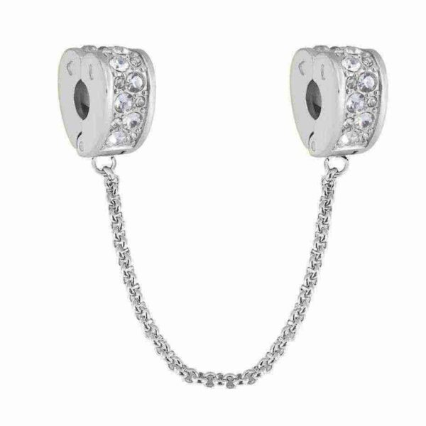 Charm Stopper Corazon Con Cadena Acero Quirúrgico blanco
