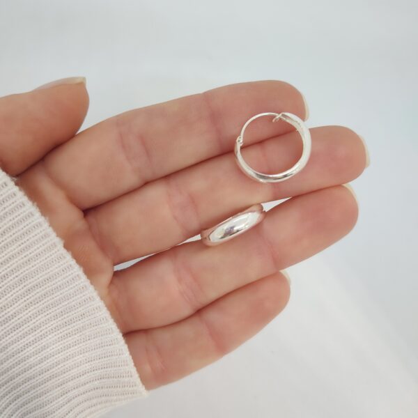 Aros Argollas Gruesas 16mm Plata 925