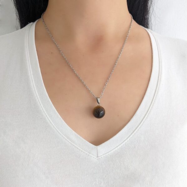 Collar Bola Piedra Natural Acero Quirúrgico - Ojo de Tigre pack
