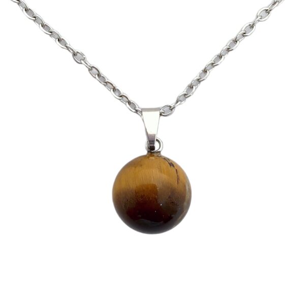 Collar Bola Piedra Natural Acero Quirúrgico - Ojo de Tigre pack